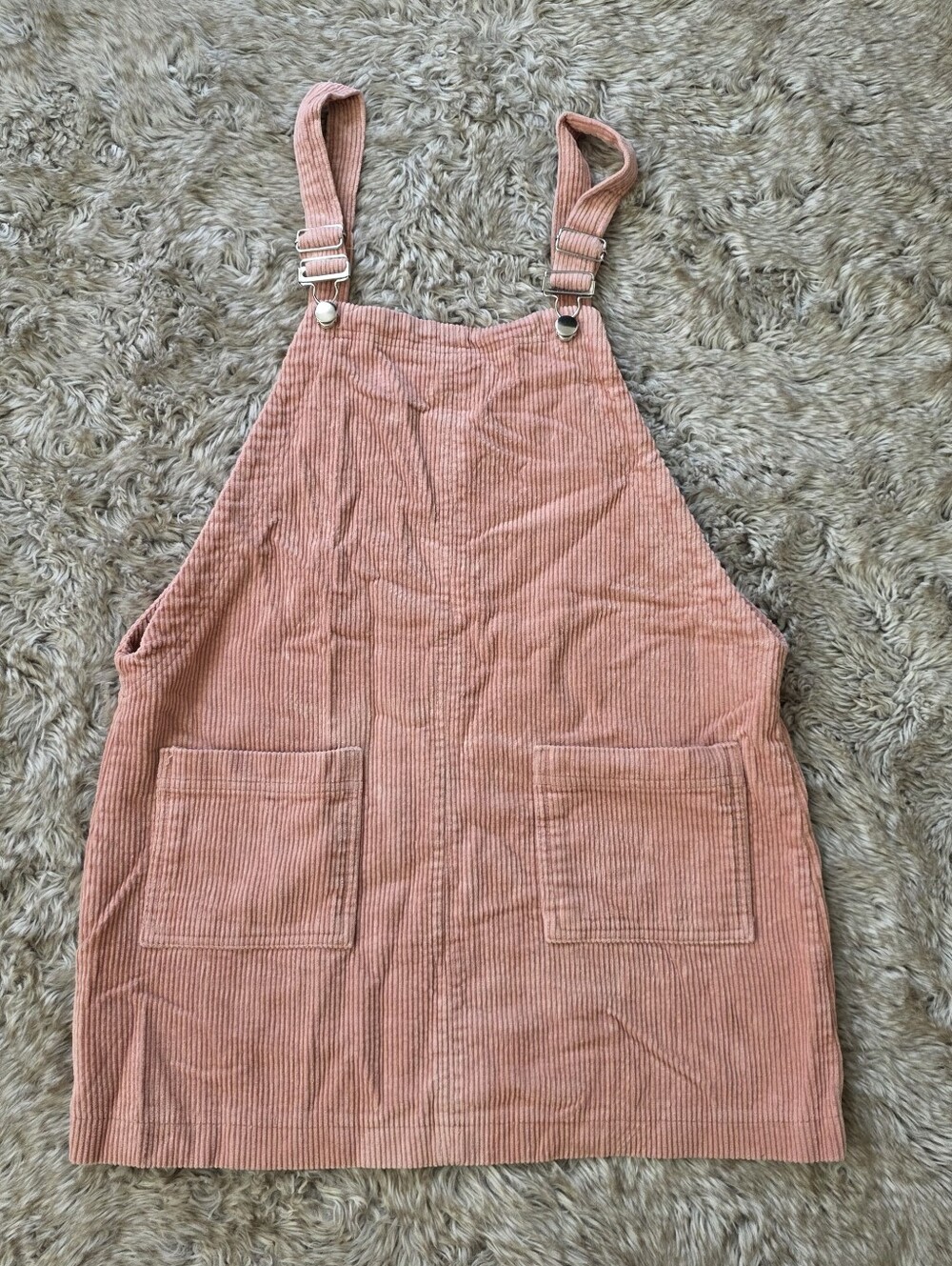 Forever 21 Blush Pink Corduroy Overall Mini Dress Women's Size‎ Large